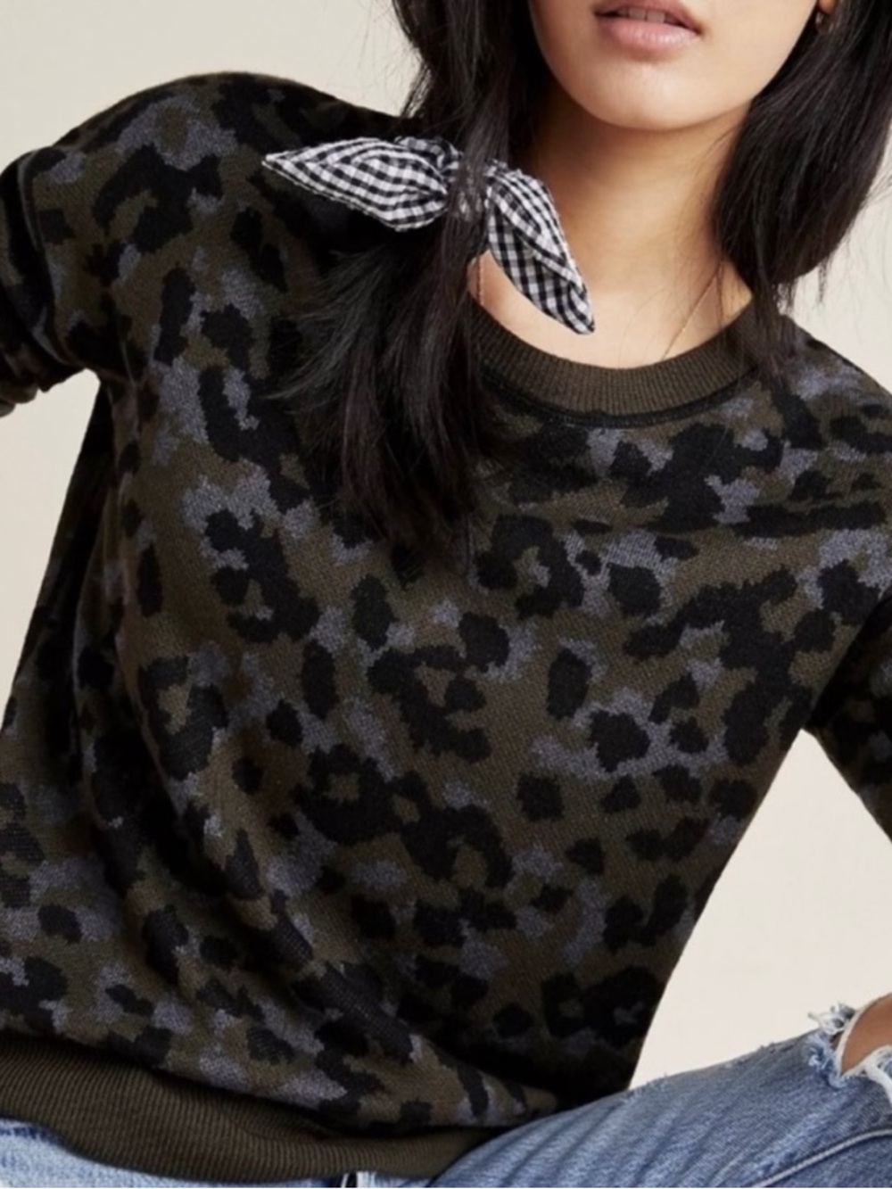 Anthropologie Ethan Leopard Camo Sweater